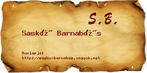 Saskó Barnabás névjegykártya